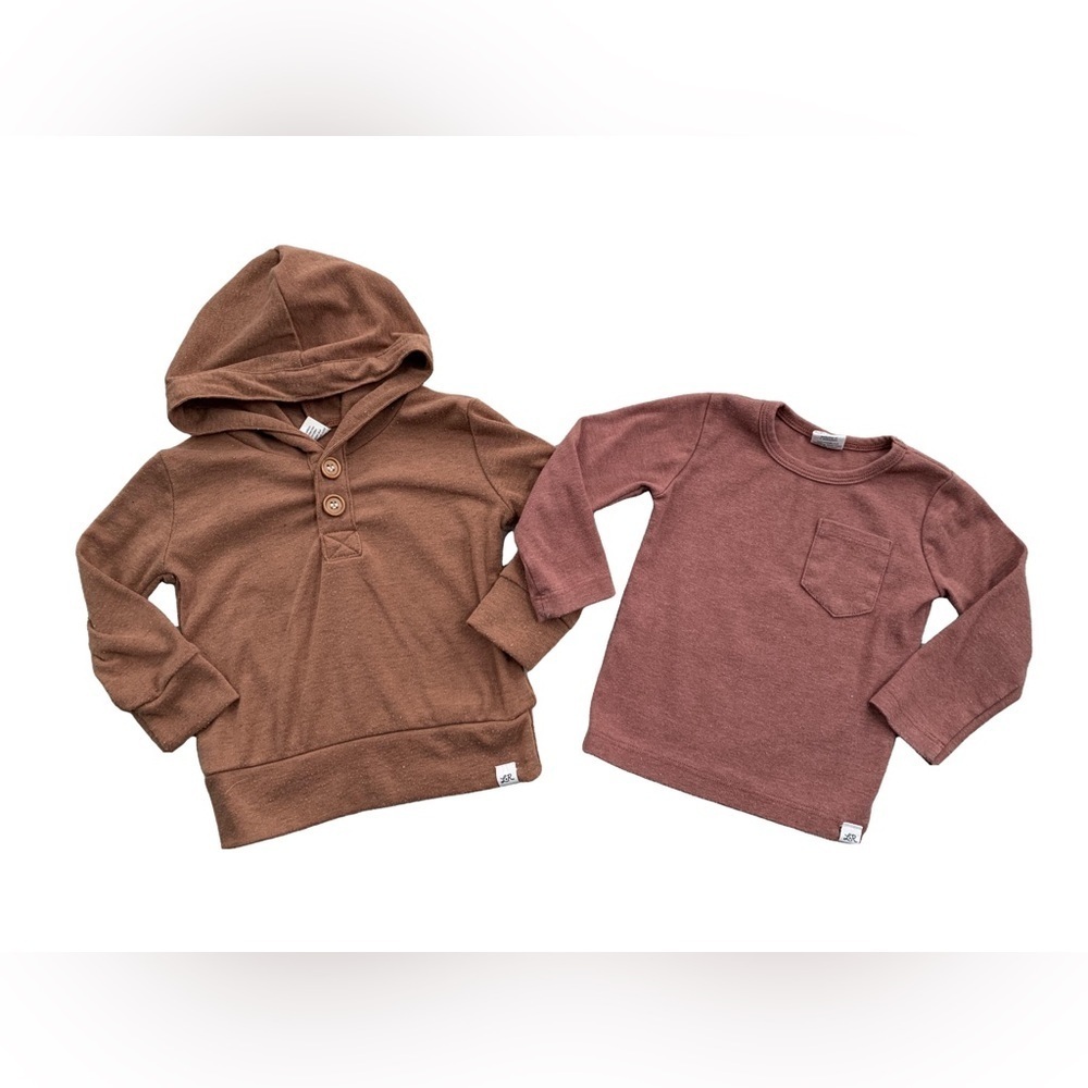 Lulu & Roo Size 12-18 Months Neutral Hoodie and Long Sleeve Bundle